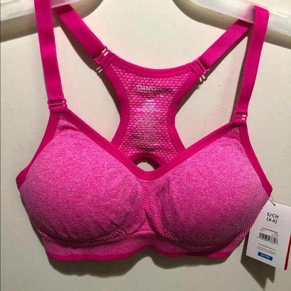Danskin Womens Sports Bra Wirefree Adjustable Straps Pink Lot Of 2 Size Small